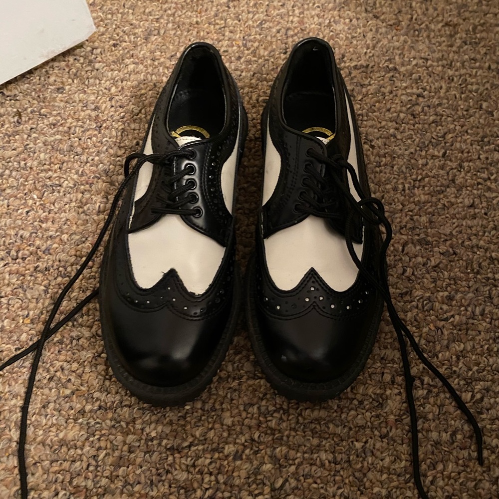 Demonia Black And White Platform Creepers